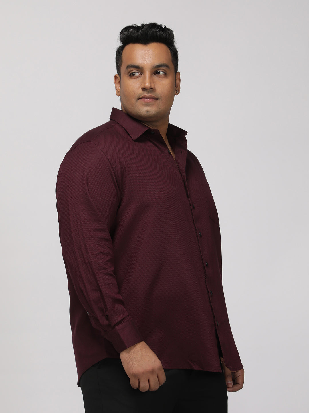 PLUS SIZE FESTIVE TENCEL COTTON STRUCTURE SOLID EVENING SHIRT FOR MEN | XL-7XL