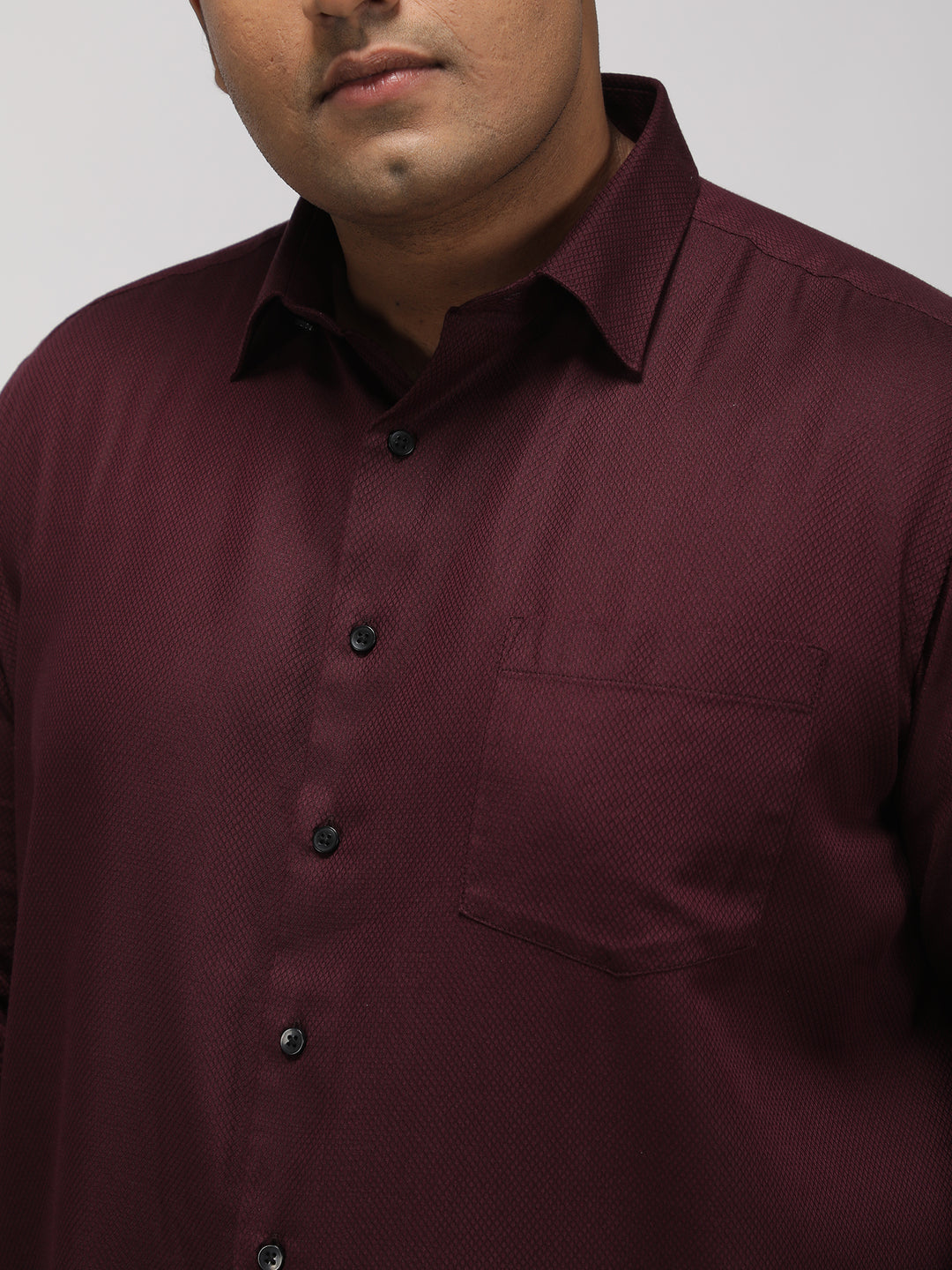 PLUS SIZE FESTIVE TENCEL COTTON STRUCTURE SOLID EVENING SHIRT FOR MEN | XL-7XL