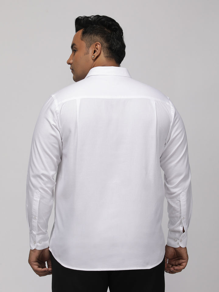 PLUS SIZE FESTIVE TENCEL COTTON STRUCTURE SOLID EVENING SHIRT FOR MEN | XL-7XL