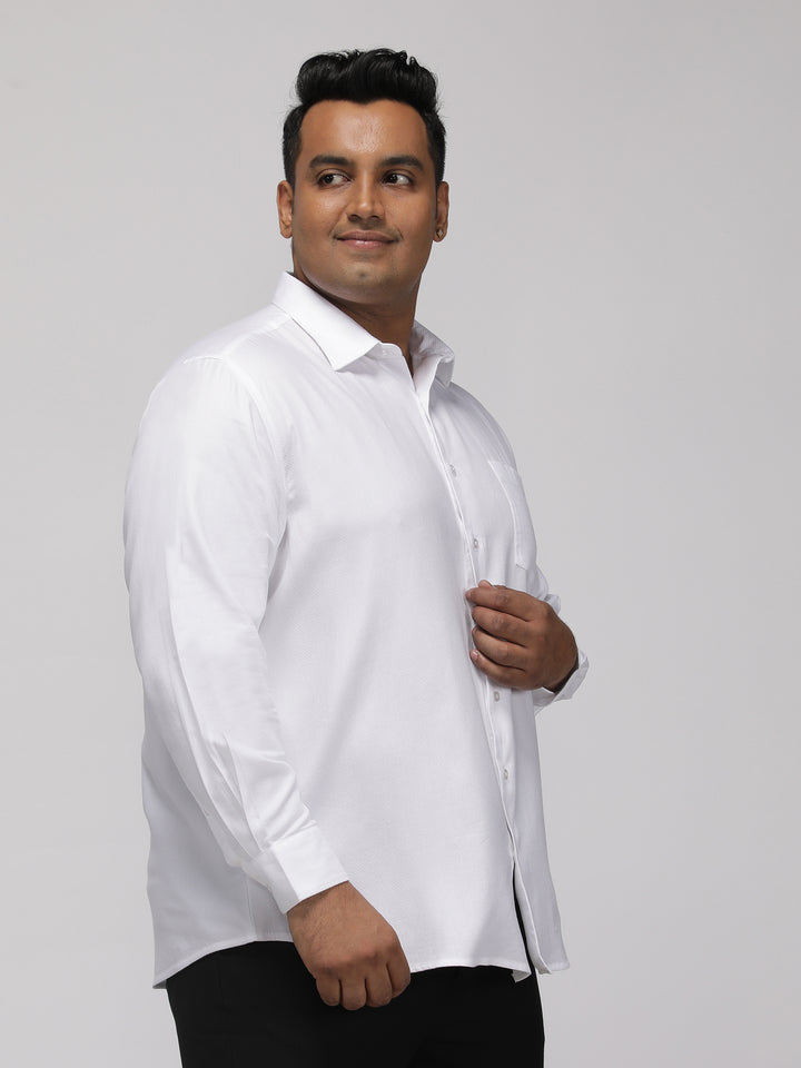 PLUS SIZE FESTIVE TENCEL COTTON STRUCTURE SOLID EVENING SHIRT FOR MEN | XL-7XL