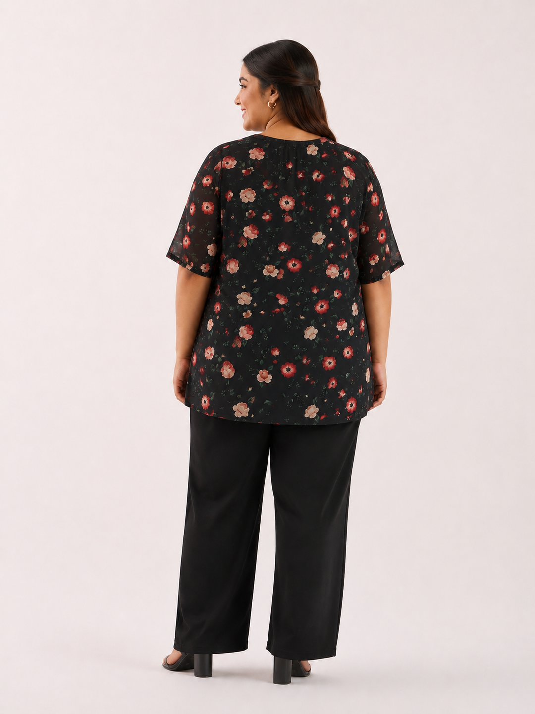 Printed Top With Pleated Neckline | XL-7XL