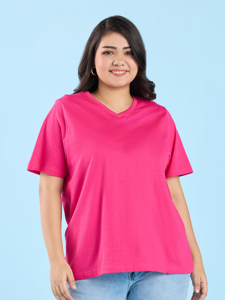 Pink V Neck T-Shirt