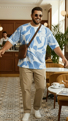 PLUS SIZE  PRINTED HANGOUT T-SHIRT FOR MEN | XL-7XL