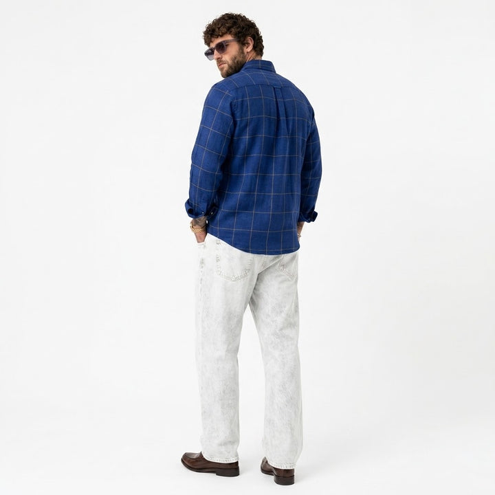 PLUS SIZE LINEN CHECK SHIRT FOR MEN | XL-7XL